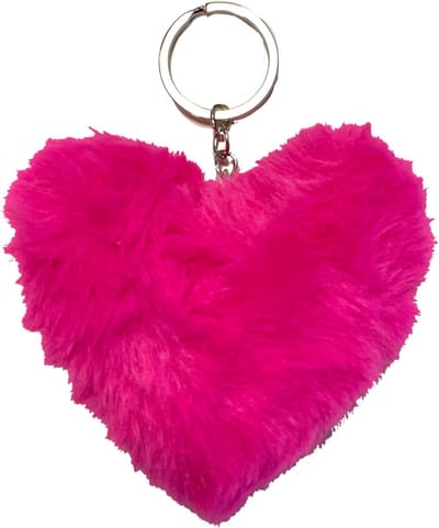 Cadebo Valentijn Cadeautje voor haar / hem - Sleutelhanger Pluche Hart 9 cm - Roze