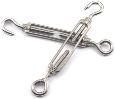 Dailygoods- Turnbuckle M8 - 304 Roestvrij Staal - Corrosiebestendig - Spanning - Haak/Oog - Geschikt voor Draadkabel - Spanner