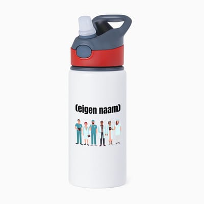 Hacebo® - doktoren team met eigen naam waterfles met rietje rood - Dokter - iemand die dokter is - ziekenhuis - zuster - verjaardag - cadeau - kado - water fles - 650ML