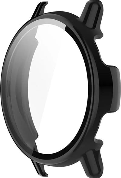 Strap-it Bundel Hard Case + Oplader - Geschikt voor Garmin Vivoactive 5 - Zwart Beschermhoesje met Glasplaat - USB Oplaadkabel - Beschermend - Smartwatch Accessoires - 2 in 1 Bundel