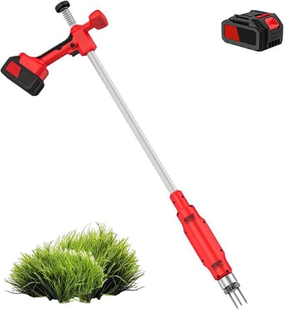 Elektrische Onkruidtrekker - Staand Gereedschap - Gazon Onderhoud - Draadloze Energie - 98cm Lengte - Rood