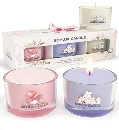 Geurende Kaarsen Cadeaus voor Vrouwen | Set van 3 Votive Kaarsen | Ontspanningscadeaus voor een Serene Sfeer