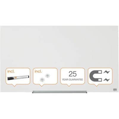 Nobo Impression Pro Magnetisch Glasbord met Pennengoot - 100x56 cm - Inclusief Marker en Magneten - Helder Wit