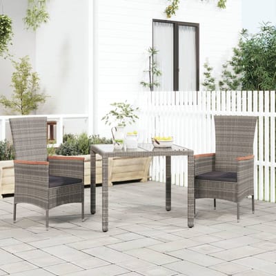 vidaXL - Tuinstoelen - 2 - st - met - kussens - poly - rattan - grijs