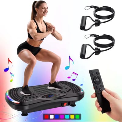 Trillingstrainingsbord - Vetverbrandingsmachine - Verbeter de flexibiliteit en stabiliteit van het lichaam - 120 Snelheden & 5 Programma's - Bluetooth Muziek Verbinding - Thuis Fitness Apparaat - Geschikt voor Mannen en Vrouwen