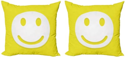 ABAKUHAUS Geel Kussenhoes Set 2x45x45 cm – Dubbelzijdig Digitaal Druk – Rits
