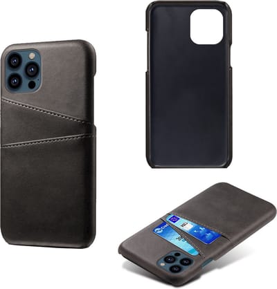Back Cover met Opbergvakjes + PMMA Screenprotector voor iPhone 13 Pro Max _ Zwart