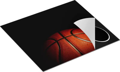 Chefcare Inductie Beschermer Basketbal op een Zwarte Achtergrond - 60x50 cm - Afdekplaat Inductie - Kookplaat Beschermer - Inductie Mat