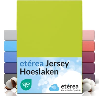 etérea Jersey Hoeslaken 80x200 cm Oekotex Made in Green - 100% katoen - Appelgroen