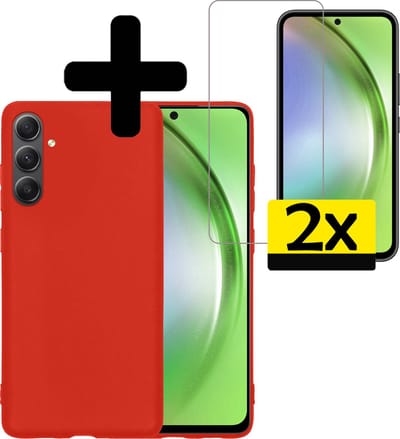 Hoesje - Met 2x Screenprotector - Geschikt voor Samsung Galaxy A54 - Sterk & Shockproof - Back Cover - Siliconen Case - Telefoon Hoes - Telefoonhoesjes - Rood