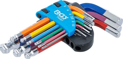 BGS Stiftsleutelset - meerkleurig - kort - binnenzeskant met kogelkop 1,5 - 10 mm - 9 delig