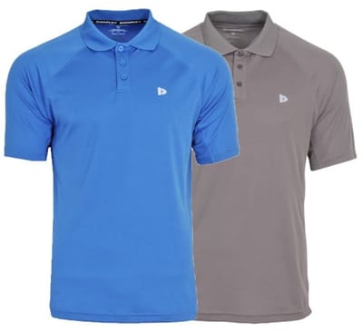 2-Pack Donnay - Sport polo (Björn) - Multi Sportpolo - Heren - True-blue/Steel-grey (732) - maat S