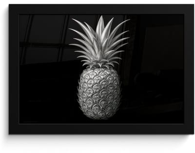 Poster in lijst - Fotolijst 30x20 cm - Posters - Ananas - Gedetailleerd - Bladeren - Posterlijst zwart - Decoratie - Wanddecoratie woonkamer - Muurdecoratie slaapkamer