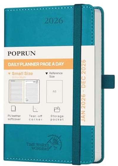 Pocket Daily Planner 2026 - 1 Dag Per Pagina Agenda met 12 Maanden van januari tot december