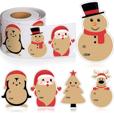 QTTVBTNA - 200 Stuks Kerststickers - Zelfklevende Feestelijke Cadeau-enveloppen Stickers - Voor Schoolprojecten, Dagboeken & Laptops - Creatieve Kerst Knutselstickers