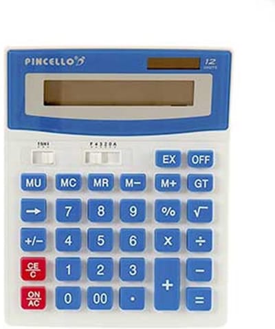 Pincello - Rekenmachine/calculator - blauw - 15 x 19 cm - voor school of kantoor - Solar