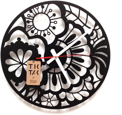 Decorizzly Floro - Wandklok - 40 cm - Zwart - Fluister Stil - 3D Effect