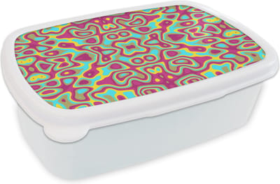 Broodtrommel Wit - Lunchbox - Brooddoos - Abstract - Patroon - Lavalamp - Hippie - 18x12x6 cm - Volwassenen