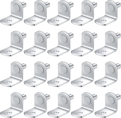 L-vormige metalen planksteunen 5mm - 20 stuks, roestvrij staal, zilver, geschikt voor wandmontage