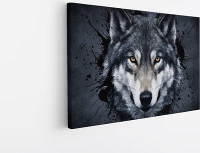 Saammp Canvas Schilderij - Wolf - Abstract - Dieren - Natuur - 30x20 - Foto op canvas - Wanddecoratie - muurdecoratie Woonkamer - Slaapkamer decoratie - Canvas Print