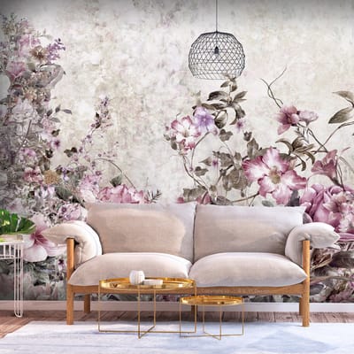 98cm X 70cm - Zelfklevend fotobehang -  Weide Bloemen  , Premium Print