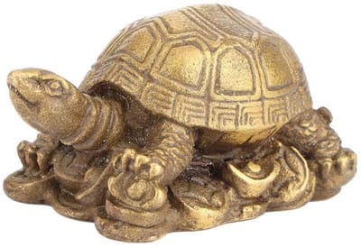 Dailygoods- Schildkröte Figur - Messing - Interieurdecoratie - Feng Shui - Geluk - Gezondheid - 5 cm lengte - Decoratiebeeldje
