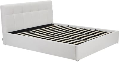 Vente-unique Bed met opbergruimte stof wit 180 x 200 cm (Super King Size Bed)