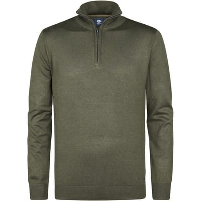 Petrol Industries - Heren Gebreide Half-Zip Trui Lexington - Groen - Maat XXL