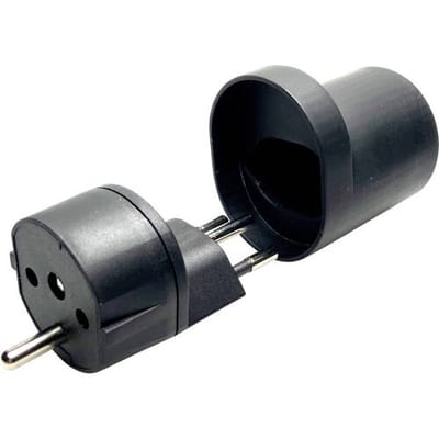 Martin Kaiser 181/sw/1 Reisstekker Fix-Adapter CH Typ 12/Schuko denzentraler Steckeransatz, IP 20, schwarz