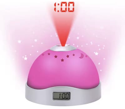 CHPN - Nachtlampje met wekker - Projecterende wekker - Nacht lamp voor kinderen- Projectie-wekkerklok - Werkt op batterijen