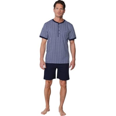Pastunette - Shortama - Blue Motion - Katoen - Blauw - Knoopsluiting - Maat XXXL