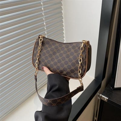 Casual Schoudertas met Ketting Eenvoudig Draagbaar Nieuw Retro Gepersonaliseerde Tas voor Vrouwen Koreaanse Stijl Frisse Textuur Okseltas gray