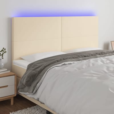 vidaXL - Hoofdbord - LED - 180x5x118/128 - cm - stof - crèmekleurig