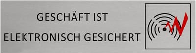 CombiCraft Aluminium Deurbordje "Geschäft ist elektronisch gesichert " 165x45mm met tape
