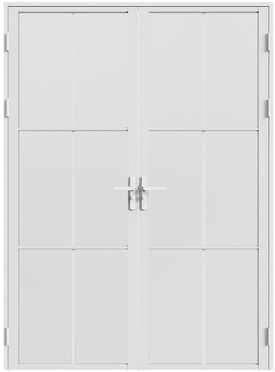 Vente-unique Omkeerbaar dubbel aluminium en matglazen deurblok - 2 x H204 x B73 cm - Wit - SEROTO