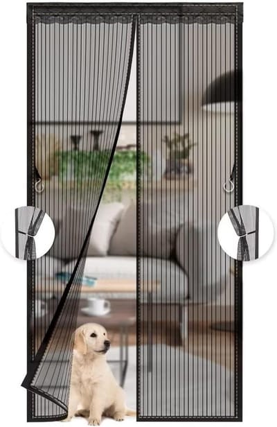 Magnetisch muggennet voor deur - Fijn net - Deur sluit alleen voor balkon - Eenvoudige installatie - Zwart - 90 x 220 cm