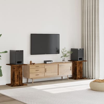 vidaXL - Speakerstandaards - 2 - st - 30x30x60 - cm - bewerkt - hout - gerookt - eiken
