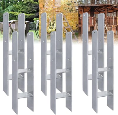 Paaldragers H-anker - Steunen fundering - Buitenconstructies plaatsen - Roestbestendige coating - 121 x 600 mm - Zilver