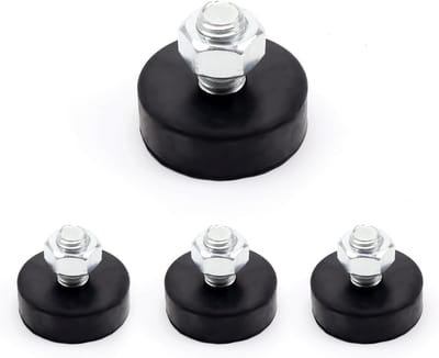 Set van 4 Zwarte Schroefvoeten met Rubber Bescherming voor Meubels en Apparaten