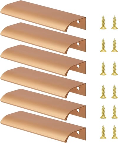 Set van 6 Moderne Versteckte Deurgrepen voor Keukenkasten en Laden - Aluminium Gouden Handgrepen, 12 cm, Perfect voor Badkamer en Kledingkasten