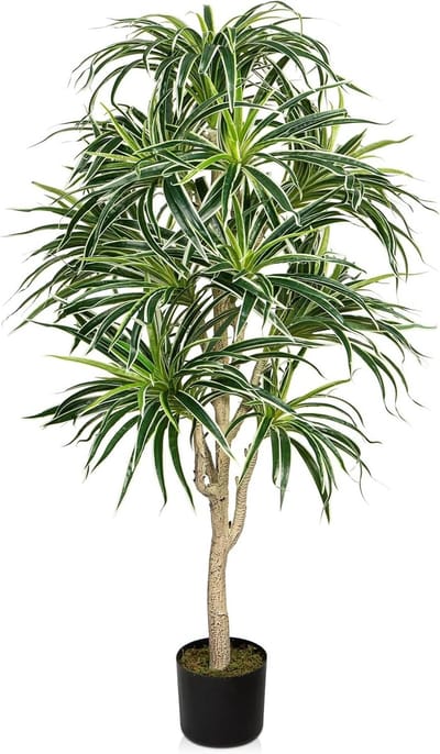 SnelShoppen - Kunstplant 120 cm - Grote Dracaena-Boom - Chlorophytum - Kunstspinplant - Decoratieve Hangplant voor Woonkamer, Balkon, Slaapkamer, Badk