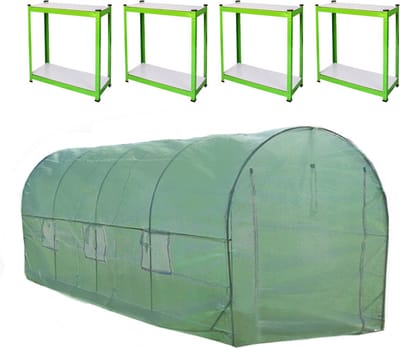 Polytunnel 25mm - transparant - 6x3 m - incl 2 stellingen