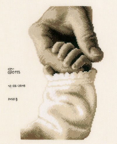 Vervaco - Telpakket kit - Geboorte - Sepia - Baby geluk - PN-0173017 - Borduren - Borduurpakket - Borduurpakket geboorte - Borduurpakket volwassenen