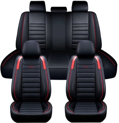 DailyDamaar autostoelhoes - Stoelhoezen - Zetelhoes - Stoelhoes auto - Beschermhoes - 5-zits - Polyester - Spons - Zwart - Rood