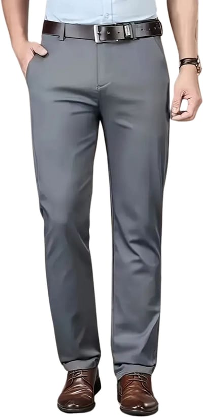 Livano Pantalon Heren - Chino - Golfbroek - Nette Broek - Elastische Tailleband - Volwassenen - Grijs - 44