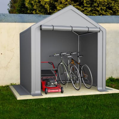 MIVRAY Fietsgarage – Ruim Opbergvak – 190 x 170 x 200 cm – Verzinkt Staal En PE – Donkergrijs – Voor Tuin En Fiets