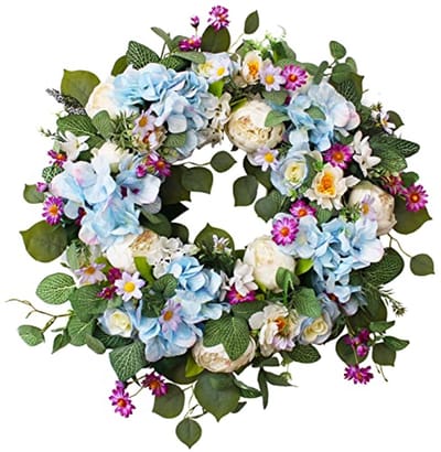 Lente Krans 61 cm voor Voordeur - Blauwe Hortensia Decoratie voor het Hele Seizoen