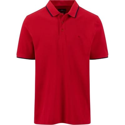 Fynch-Hatton Polo 2-Ply Solid Piqué Tipping Details Cranberry Red / male