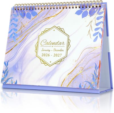 Tafelkalender 2026-2027 - 24 maanden familieplanner met groot schrijfgedeelte en metalen ring