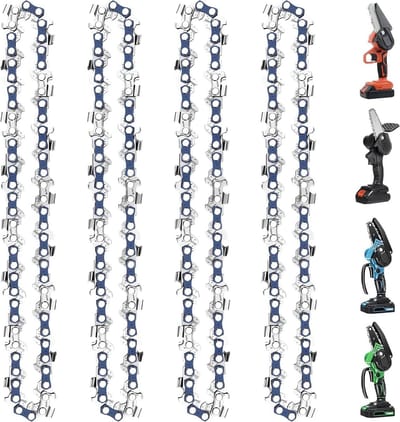 Mini-kettingzaag Set van 4 – Draagbaar, Oplaadbaar, voor Kettingzagen – 15 cm Zaaglengte met 1,1 mm Dikte